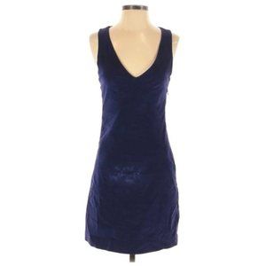Theory Women's Size 2 Indigo Blue Darnelle Shift Dress Velvet Short Sleeveless
